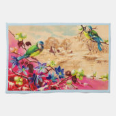 vogels en bessen afdrukken theedoek (Horizontaal)