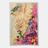 vogels en bessen afdrukken theedoek (Verticaal)