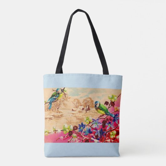 vogels en bessen afdrukken tote bag (Achterkant)