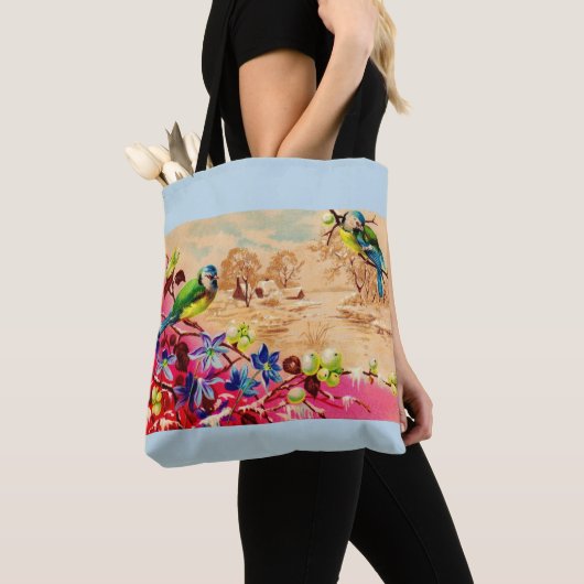vogels en bessen afdrukken tote bag (Dichtbij)