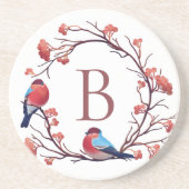 Vogels en bessen met makreel zandsteen onderzetter (Voorkant)