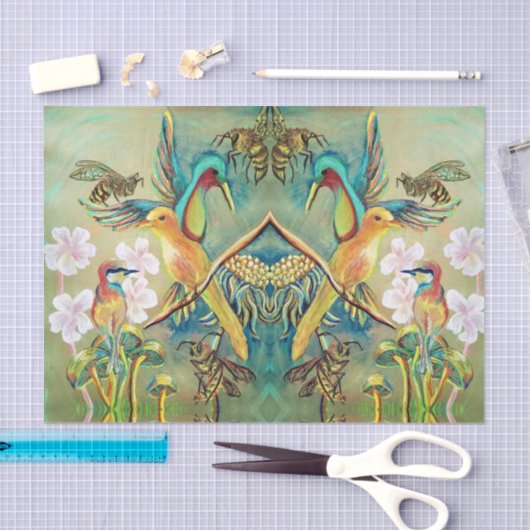 vogels en bijen die tissuepapier schilderen (Craft)