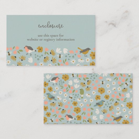 Vogels en bijen Floral Vrijgezellenfeest Insert Informatiekaartje (Voorkant / Achterkant)