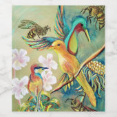 Vogels en bijen schilderen wijn label wijn etiket (Enkel label)