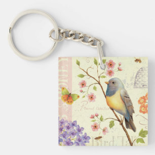 Vogels en bijen sleutelhanger