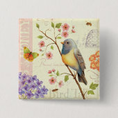 Vogels en bijen vierkante button 5,1 cm (Voorkant)