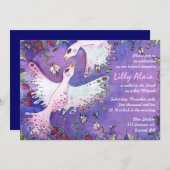 Vogels en bijen Waterverf Bat Mitzvah Uitnodiging (Voorkant / Achterkant)