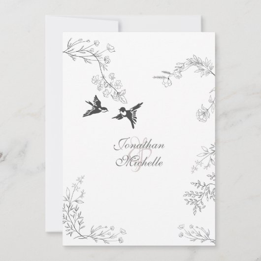 Vogels en bijkantoren  Floral Garden Wedding Kaart (Achterkant)