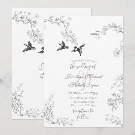 Vogels en bijkantoren  Floral Garden Wedding Kaart