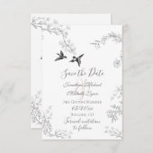 Vogels en bijkantoren  Floral Garden Wedding Save The Date (Voorkant / Achterkant)