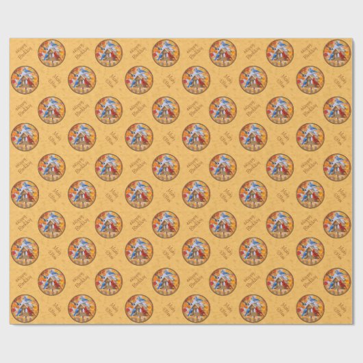 Vogels en Birdfeeder Autumn Gold Cadeaupapier (Vlak)