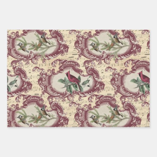  vogels en blaasmuziek inpakpapier vel (Voorkant 3)