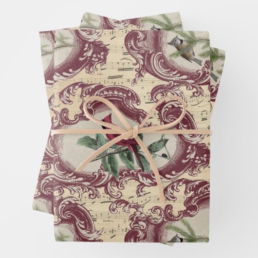 vogels en blaasmuziek inpakpapier vel (In situ)