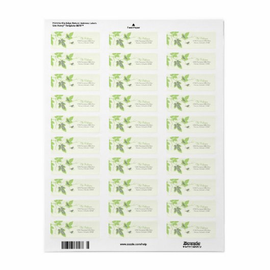 Vogels en bladeren Bruiloft Retouradres Labels (Full Sheet)