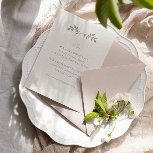 Vogels en bladeren, ecru bruiloft details Flat Kaa