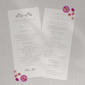 Vogels en bladeren, romantisch plat trouwprogramma programmakaart