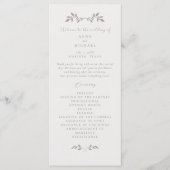 Vogels en bladeren, romantisch plat trouwprogramma programmakaart (Voorkant)