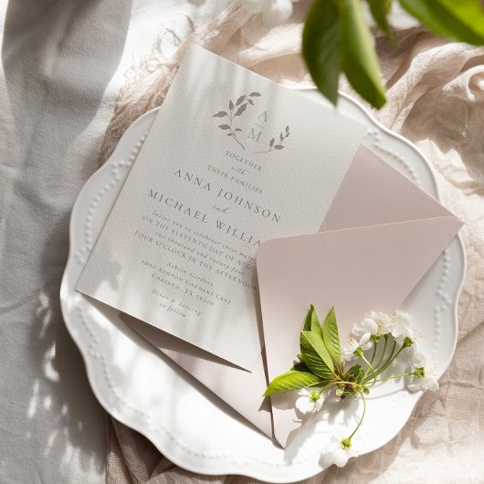 Vogels en bladeren romantische bruiloft Uitnodigin Kaart