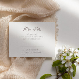Vogels en bladeren, romantische ecru Response Kaar RSVP Kaartje