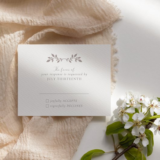 Vogels en bladeren, romantische ecru Response Kaar RSVP Kaartje