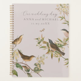 Vogels en bladeren, romantische roze bruiloft planner