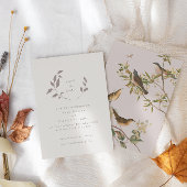 Vogels en bladeren, roze | Beige De datum opslaan Kaart