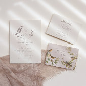 Vogels en bladeren, roze Flat Thank You Card Bedankkaart