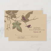 Vogels en bladeren vallen bruiloft antwoord Kaart (Voorkant / Achterkant)