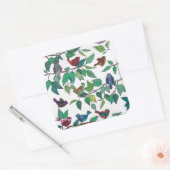Vogels en bladeren Vierkante Sticker (Envelop)