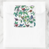 Vogels en bladeren Vierkante Sticker (Tas)