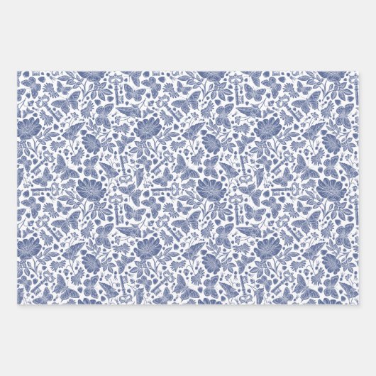 Vogels en Blauw inpakpapier vellen (Voorkant 3)