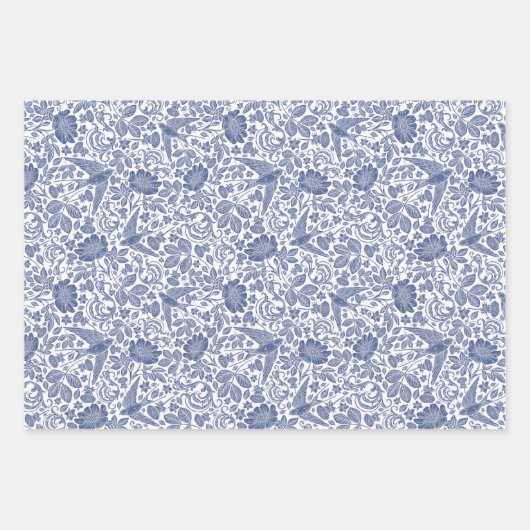 Vogels en Blauw inpakpapier vellen (Voorkant 2)