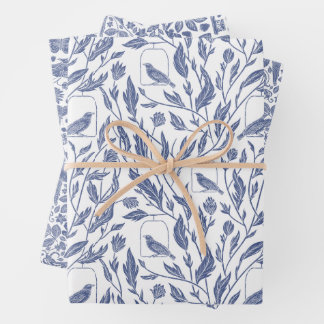 Vogels en Blauw inpakpapier vellen