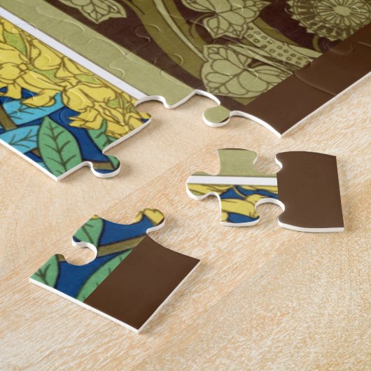 Vogels en blauweregen Verneuil blauw bruin geel Legpuzzel (Zijkant)