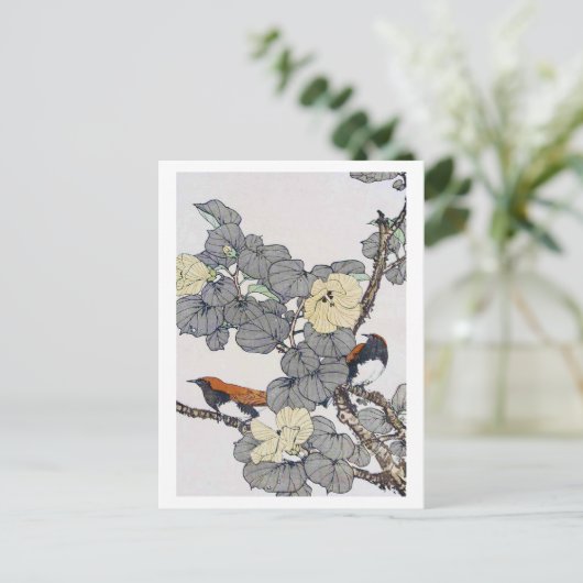 Vogels en bloem, Imao Keinen Briefkaart (Staand voorkant)