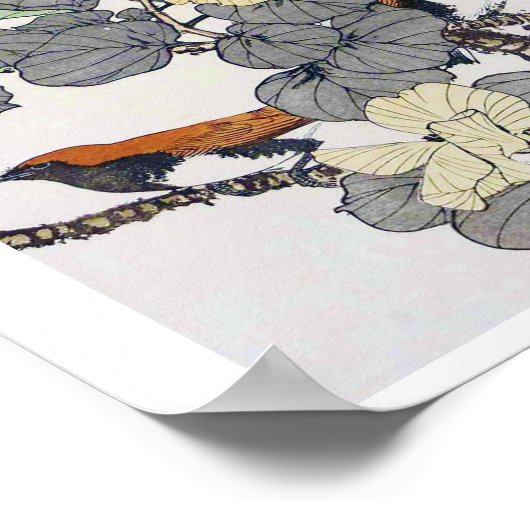 Vogels en bloem, Imao Keinen Poster (Hoek)