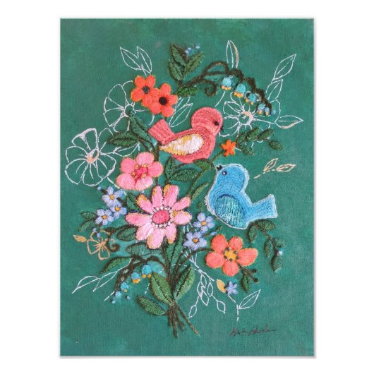 vogels en bloemen afdrukken foto afdruk (Voorkant)