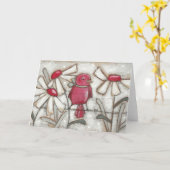 Vogels en bloemen Apple Red - Wenskaart Kaart (Gele Bloem)