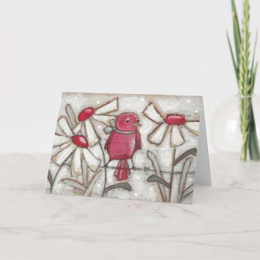 Vogels en bloemen Apple Red - Wenskaart Kaart (Voorkant)