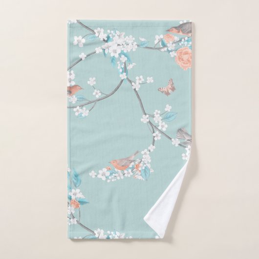 Vogels en bloemen bad handdoek (Handdoek)