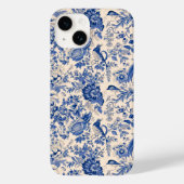 Vogels en Bloemen Blue Toile Case-Mate iPhone Case (Achterkant)