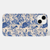 Vogels en Bloemen Blue Toile Case-Mate iPhone Case (Achterkant (horizontaal))