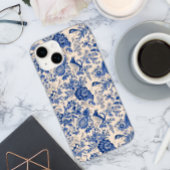 Vogels en Bloemen Blue Toile Case-Mate iPhone Case