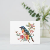  vogels en bloemen briefkaart (Staand voorkant)
