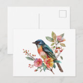  vogels en bloemen briefkaart (Voorkant / Achterkant)