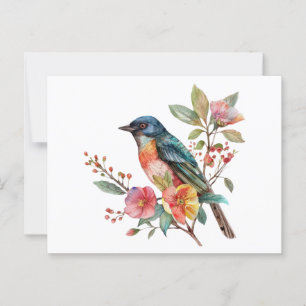  vogels en bloemen briefkaart