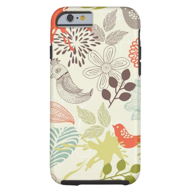 vogels en bloemen Case-Mate iPhone case (Achterkant)