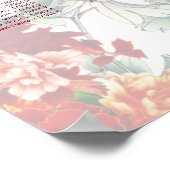 Vogels en bloemen - Chinees weddenschapskaartje Poster (Hoek)