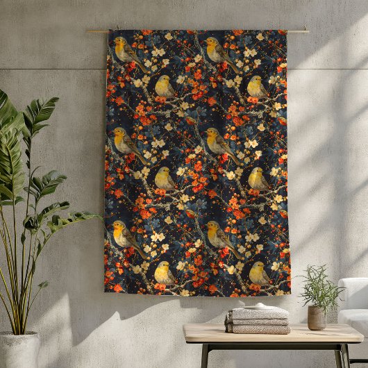 Vogels en bloemen deken voor gezellige Herfst nach