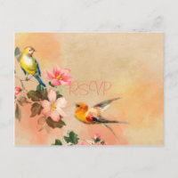  vogels en bloemen die RSVP trouwen met foto